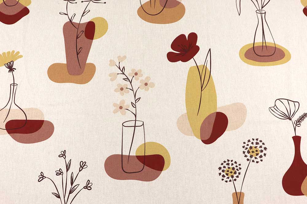 Zeitlose Eleganz für Ihr Zuhause – Dekostoff mit stilisiertem Blumen-Design Ds1956 Dekostoff Retro Vase S4 Dekostoffe Blumen Dekostoff - Retro-Blumenvase
