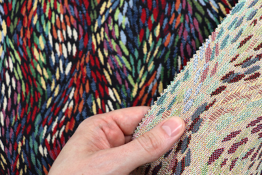 Bunter Gobelin mit stylisch-abstraktem Wellendesign - perfekt für Taschen, Kissen und mehr Ds2482 Dekostoff Gobelin Abstrakt S4 Taschenstoffe Gobelin-Dekostoff - Barcelona Wave