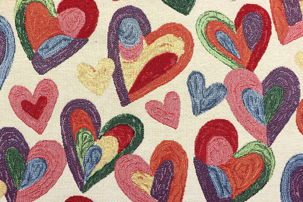 Dieser Stoff lässt Herzen erstrahlen! Bunte Meterware für robuste DIY-Kreationen Ds2483 Dekostoff Gobelin Herzen S4 Gobelin sonstige Gobelin-Dekostoff - Herzen