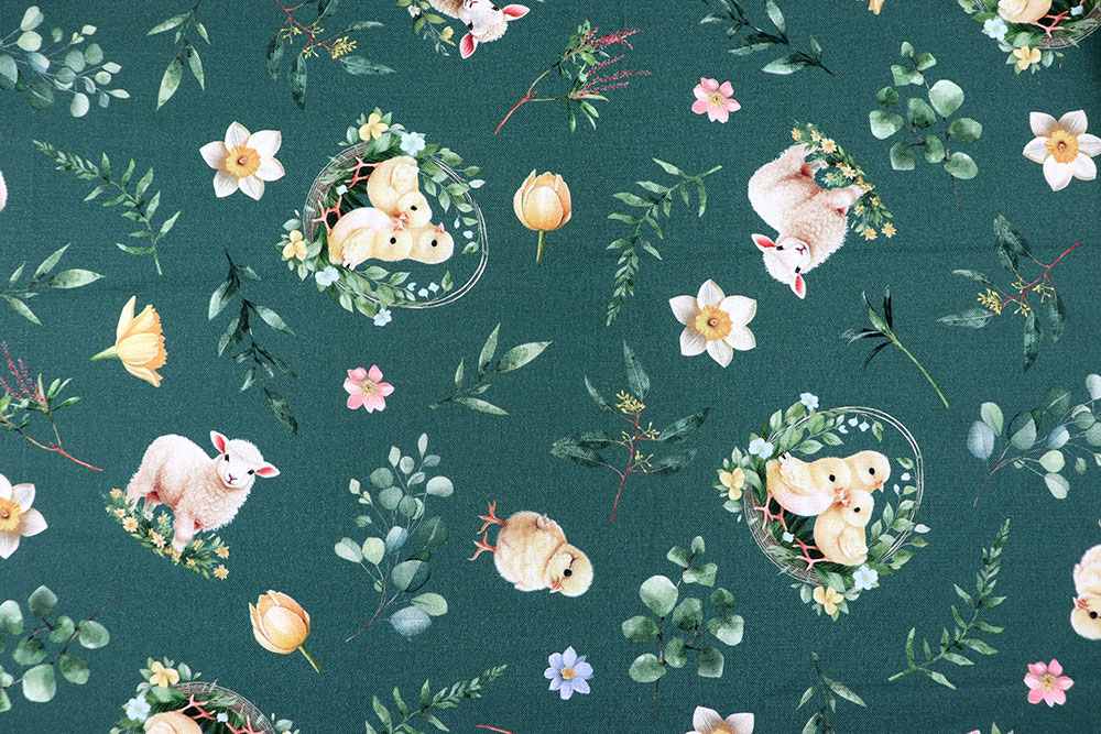 Baumwoll-Dekostoff mit super süßem Digitalprint für Oster-Ideen und Frühlingsgefühle! Ds2526 Dekostoff Ostern S4 Digital-Drucke Dekostoff Premium - Frohe Ostern