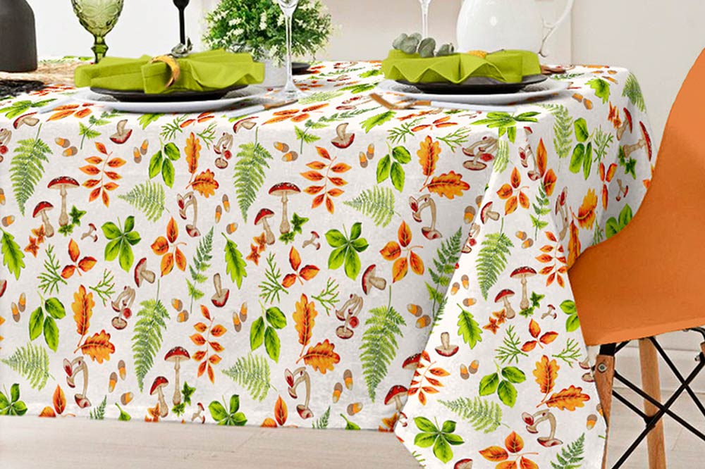 Gemütliches Herbstflair fürs ganze Jahr - nicht nur Waldfreunde und Pilzsammler werden von diesem Stoff begeistert sein! Ds3219 Dekostoff Ueberbreit Herbst S4 Blumen, Früchte, Pflanzen - 280 cm Dekostoffe Dekostoff - Pilzsaison - 280 cm