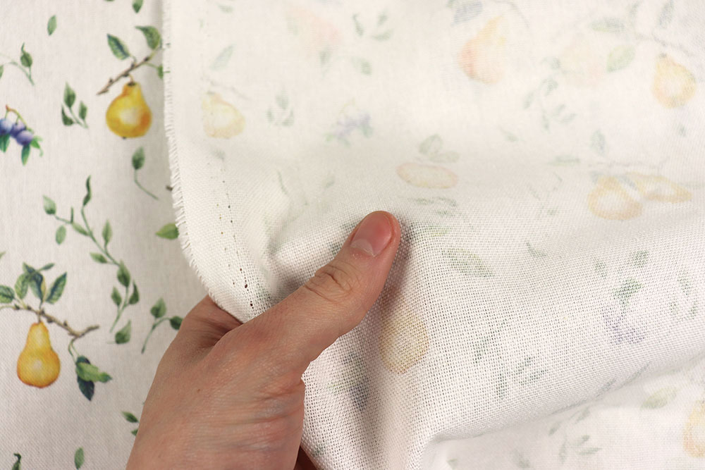 Fruchtig-sommerliches Design auf einem gemütlich-rustikal wirkenden Gewebe mit hohem Baumwollanteil Ds3361 Dekostoff Birnen S4 Blumen, Früchte, Pflanzen - 280 cm Dekostoffe Dekostoff Recycling - Äpfel und Birnen - 280 cm