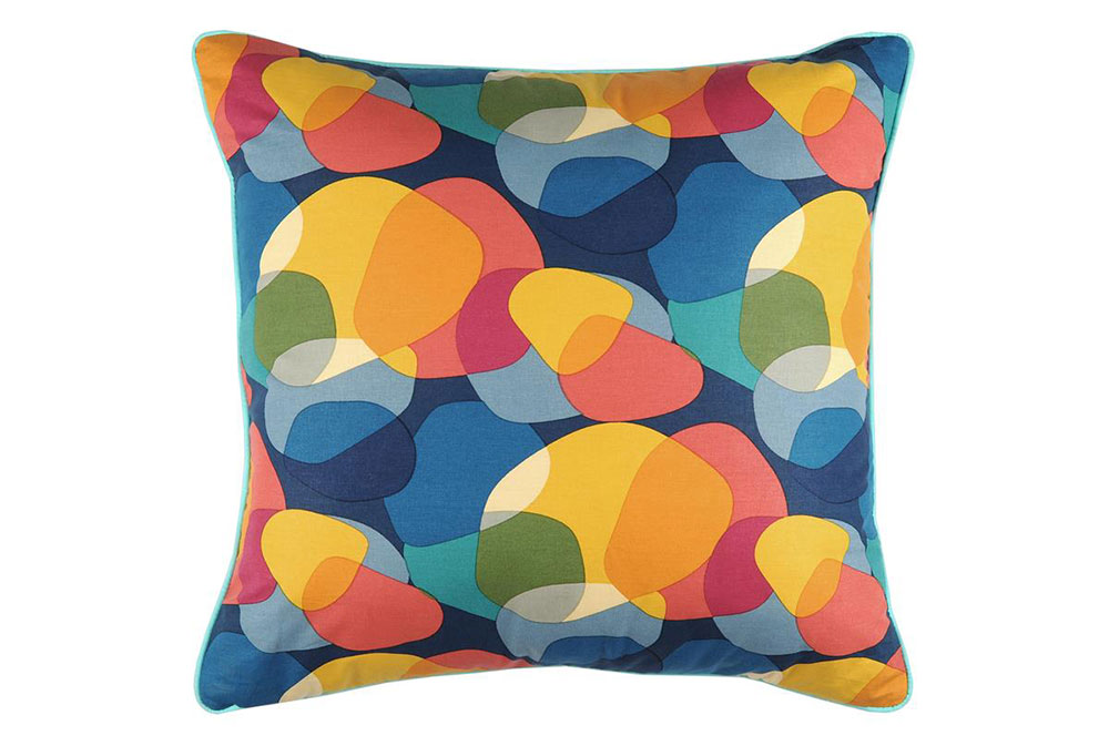 Digital bedruckter Baumwollstoff mit bunten Retro Kreisen - ideal für Dekorationen aller Art Ds4029 Dekostoffe Digital Sixties S4y Übergardinen Dekostoff Digitaldruck - Sixties
