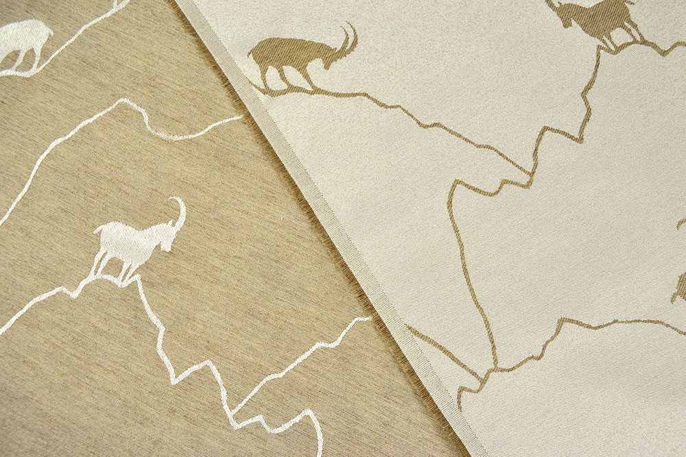 Beidseitig verwendbarer, leichter Jacquard im Landhausstil - in Deutschland produzierte Ware zum Top-Preis! Ds5981 Dekostoff Wende Jacquard Steinbock Beige Dekostoffe Jacquard Dekostoff Jacquard - zweiseitig - Alpen-Steinbock - Creme/Beige