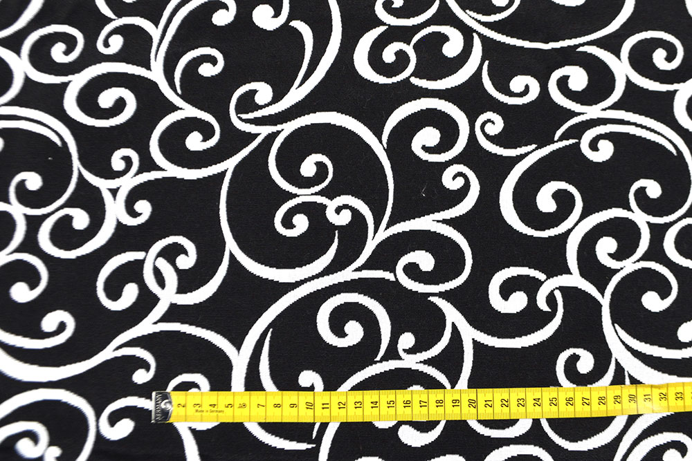 Robuste Meterware mit kontrastreichem Rankenmuster, das jeder Kreation einen eleganten Anstrich verleiht Ds6132 Jacquard Ranken S4 Dekostoffe Barock Jacquard-Dekostoff - Tendril Noir