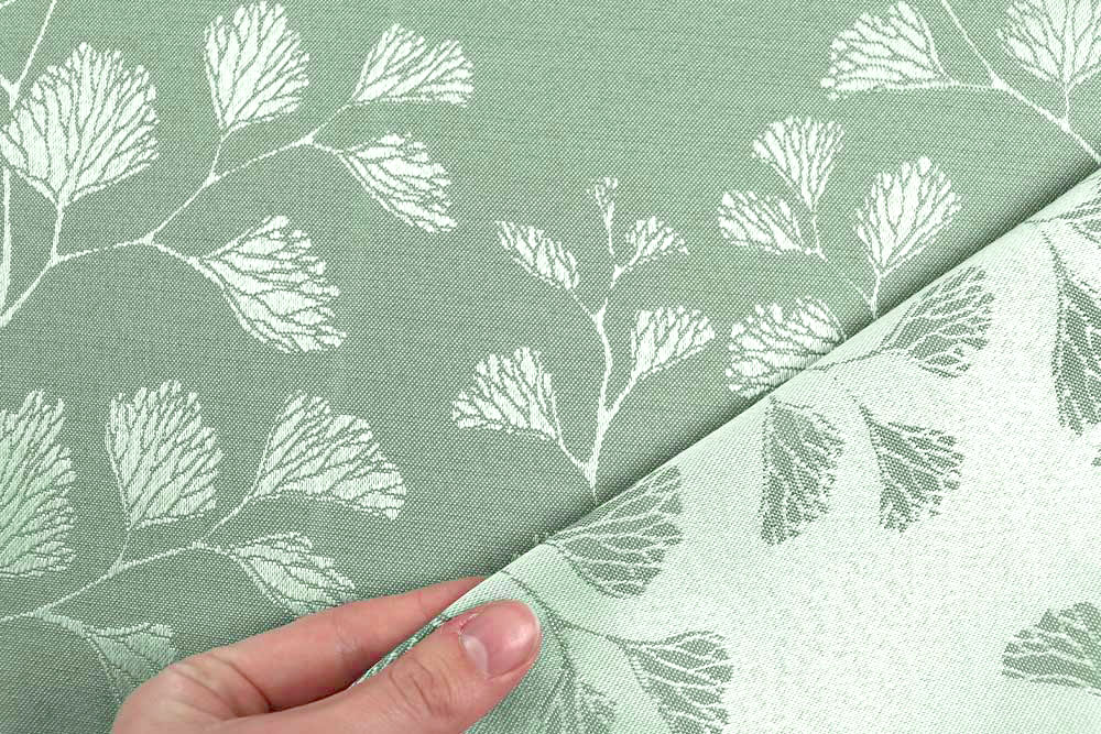 Zweiseitiger Jacquard mit zartem Blütenmuster – perfekt für elegante Heimtextilien und stilvolle Accessoires! Ds6283970 Dekostoff Jacquard Pflanzen Gruen R Jacquardstoffe Dekostoff Jacquard beidseitig - Galicia - Grün