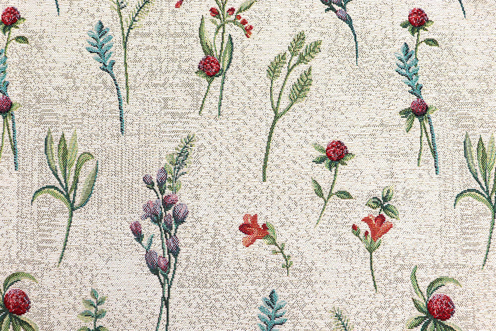 Florales Design, eingewebt in einem robusten Gobelin im gemütlichen Leinenlook Ds6291 Gobelin Leinenoptik Blumen S4 Gobelin NEU Gobelin Leinenoptik - Blümchen