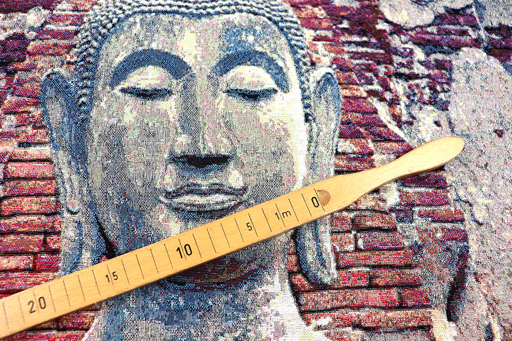 So detailliert wurde ein Gobelin noch nie gewebt! Sorgen Sie mit dem Motiv für Ruhe und Idylle in Ihren vier Wänden! Ds6335 Gobelin Stoff Panel Buddha Statue Gobelin NEU Gobelin-Panel - Buddha - 65 x 99 cm