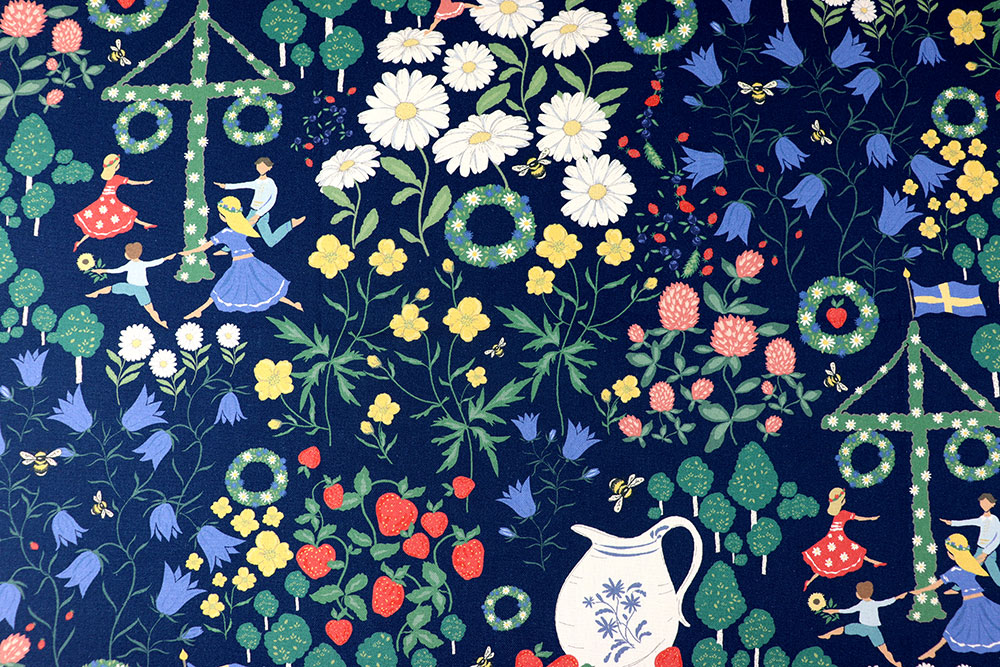 Tanzen und feiern Sie mit! Skandinavisches Feeling auf hochwertiger Ware aus reiner Baumwolle Ds6359 Dekostoff Midsommar 2 Dekostoffe sonstige Dekostoff Premium - Midsommar