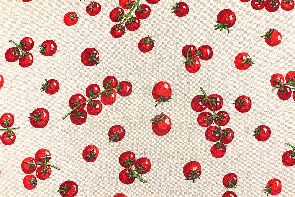 Sie lieben Kirschen? Und können von Tomaten nicht genug kriegen? Dieser rustikal wirkende Dekostoff ist für Sie gemacht! Ds6360 Dekostoff Leinenoptik Kirschtomaten S4 Dekostoffe NEU  Dekostoff Leinenoptik - Kirschtomaten