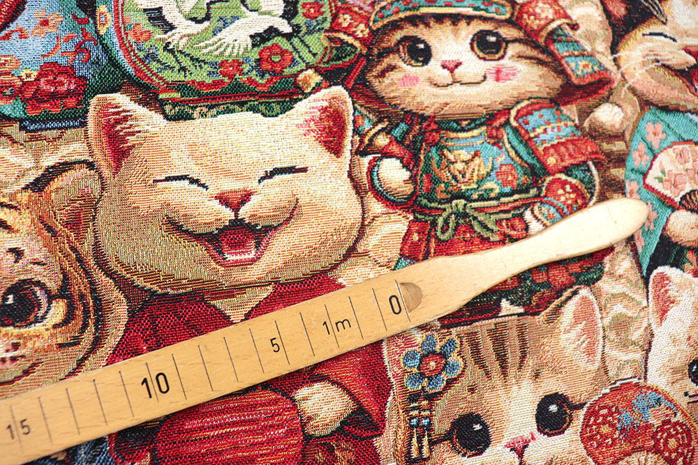 Miau Miau Ni hao! Bunter Gobelin für witzige Kreationen im Asia-Style Ds6362 Gobelin Asia Katzen 1 Dekostoffe NEU  Gobelin - Asia Cats
