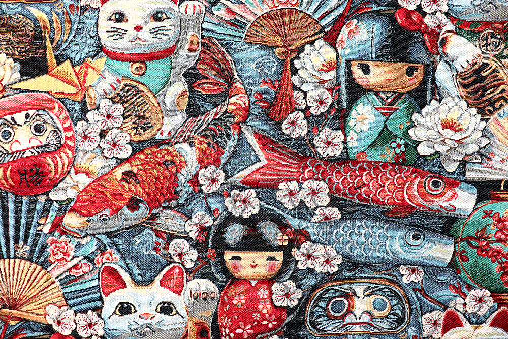 Ein Trip nach Asien war nie so farbenfroh! Dieser durchgewebte, hochwertige Gobelin ist perfekt für alle Fans von Fernost! Ds6363 Gobelin Asien S4 Dekostoffe sonstige Gobelin - Asia Souvenir