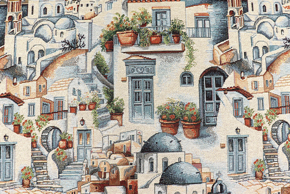 Bereit für einen Trip in mediterrane Gefilde? Mit diesem wunderschönen Gobelin kein Problem! Ds6380 Gobelin Gesichter Santorini S4 Dekostoffe NEU  Gobelin - Santorini