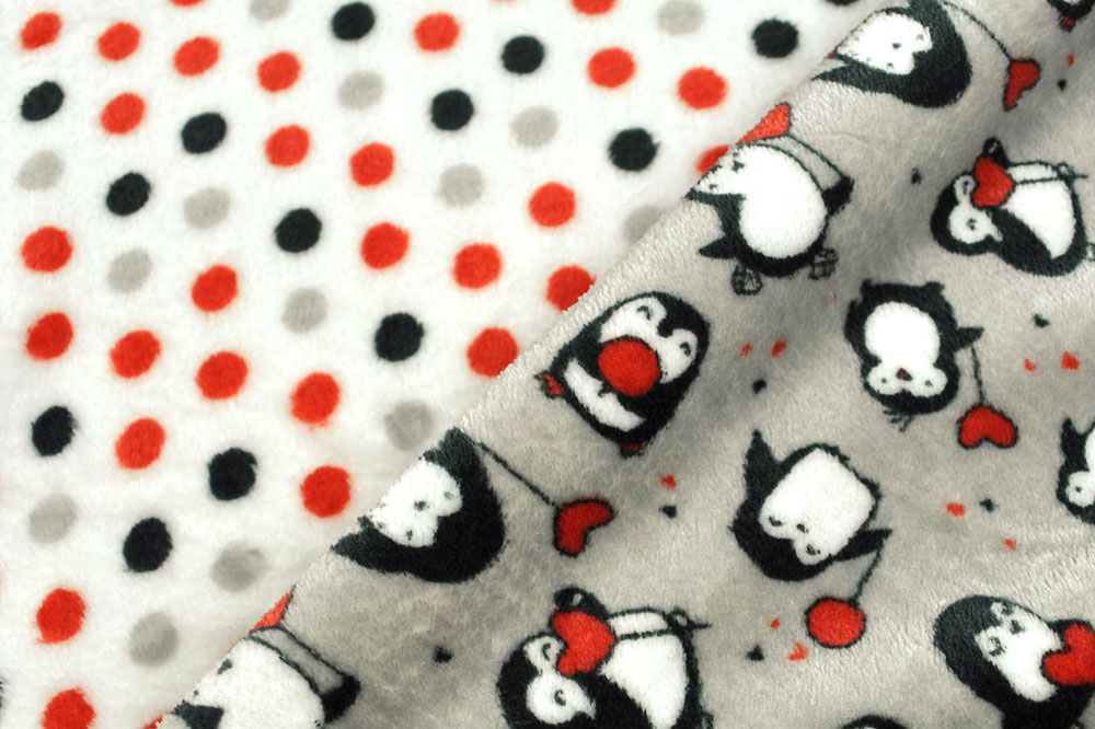 Super flauschiger Fleecestoff, der beidseitig eingesetzt werden kann - Sie können jeden Tag neu entscheiden, welche Ihre Lieblingsseite ist! Fl5161 Wellness Fleece Punkte S4 Fleece Wellness-Fleece - Doubleface - Punkte/Pinguine