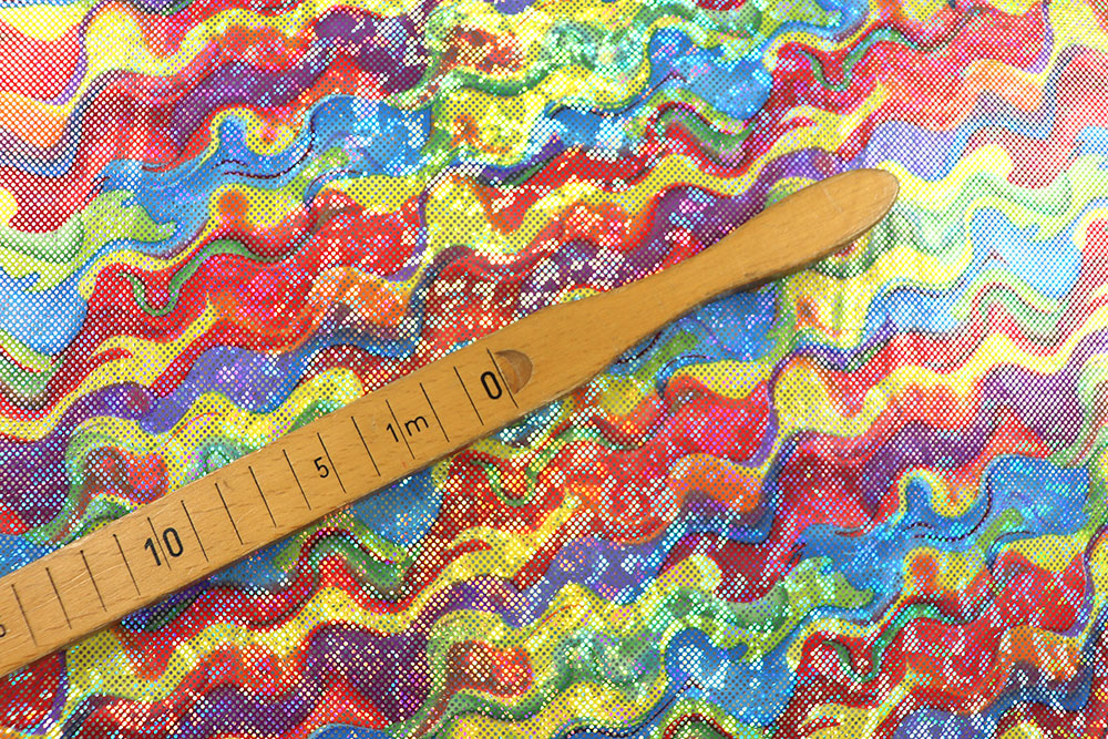 Superstretch, Supermotiv, Superfarben mit Superglanz! Perfekt für Kostüme, die auffallen! Fn1334 Tanzkleiderstoff Rot Hologramm S4 Tanzsport Stoffe Tanzkleiderstoff Hologramm - Funky Trip