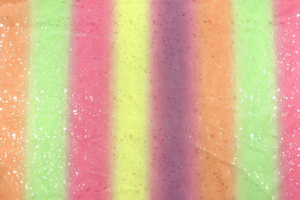 Knallig bunter Batik-Tüllstoff mit Glitzereffekt! Fn3185 Mesh Regenbogen Hand Futterstoffe/Taft Glitter Mesh - Rainbow