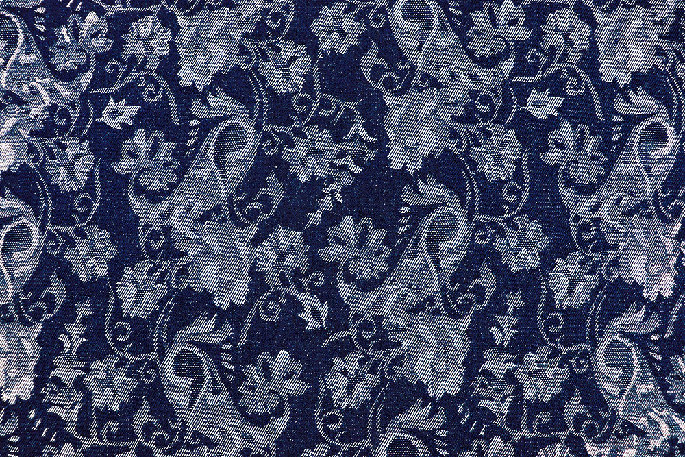 Schwerer, robuster Jeansstoff mit eingewebtem Design im eleganten Stil Js5056 Jeans Jacquard Paisley S4 Jackenstoffe Jeans-Jacquard - Floral Paisley