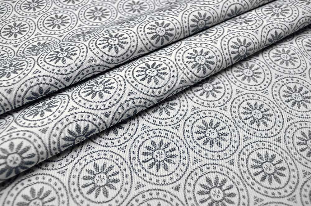 Beidseitig verwendbar und mit Teflon beschichtet - ein wunderschöner, fester Stoff, perfekt für Außenbereiche! Om5156 Outdoor Jacquard Teflon Kreise Grau S4 Outdoor Outdoor-Jacquard Teflon™ - Magdalena - Grau