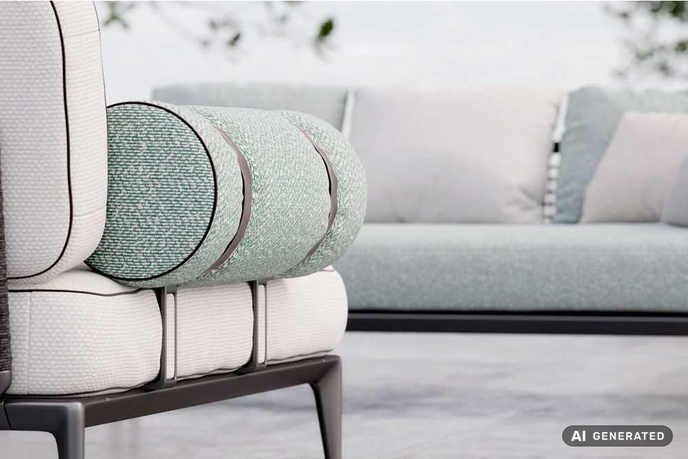 Wasserabweisend, mit softem Griff, UV-beständig, scheuerbeständig, kratz- und reißfest - ein Outdoor-Alleskönner der neuen Generation! Om5172 Outdoorstoff Gruen Weiss  (1) Outdoor Bezugsstoffe Outdoorstoff - Garden Bouclé
