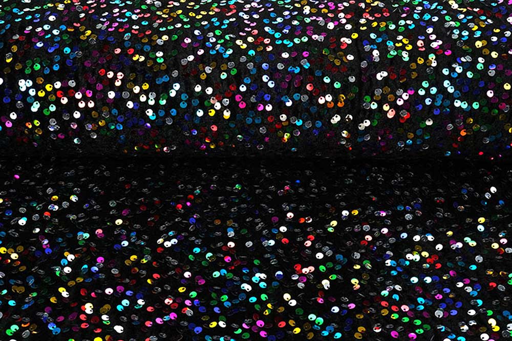 Edel bestickter Paillettenstoff mit atemberaubendem Glanz. Pailletten Samt Bunt Fasnacht Stoffe Einfarbig Pailetten auf Samt - Bunt