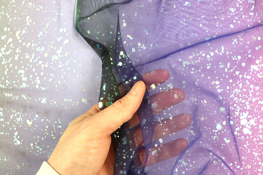 Glamouröser Tüllstoff mit schillerndem Farbverlauf Sp168001 Mesh Soft Tüll Glitter Mesh - Midnight