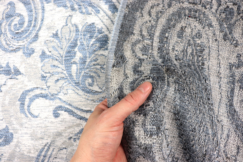 Edler Chenille-Möbelstoff mit opulentem, eingewebtem Muster - für edle Kreationen! Sp174026 Moebelstoff Paisley Blau S4 Chenille-Stoffe Möbelstoff - Chenille Paisley - Blau