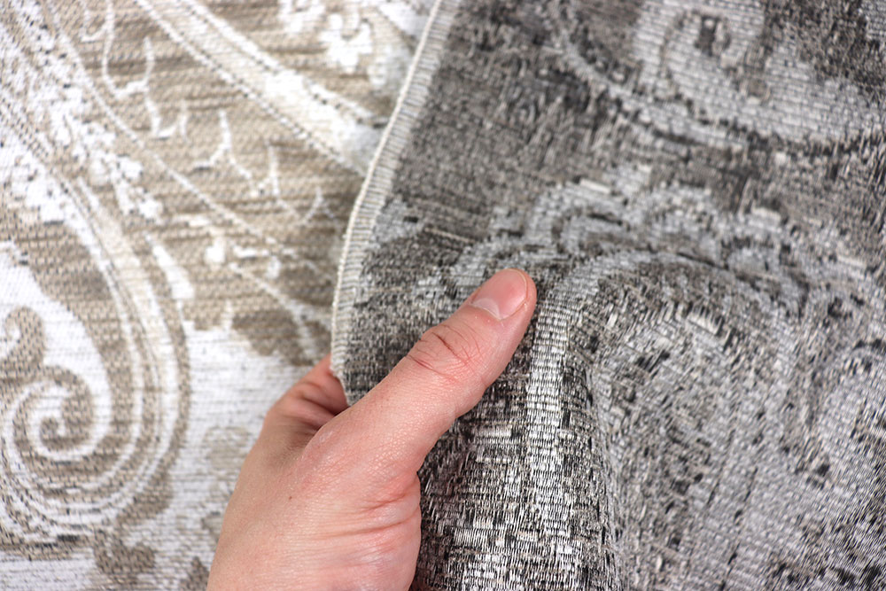 Edler Chenille-Möbelstoff mit opulentem, eingewebtem Muster - für edle Kreationen! Sp174027 Moebelstoff Paisley Sand S4 Chenille-Stoffe Möbelstoff - Chenille Paisley - Sand
