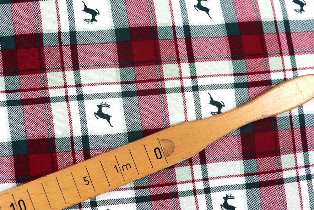 Qualitativ hochwertiger Baumwolljersey für Trachten, Shirts, Röcke und Landhaus-Kreationen Sp174055 Jersey Hirsch Karo 1 Karo / Schottenkaro Jersey - Hirsch-Karo