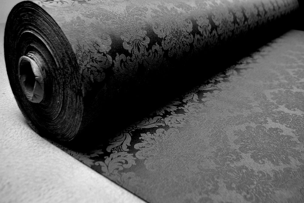 Edler, beidseitig nutzbarer Stoff in Überbreite mit dezentem eingewebtem Barockornament Td5083 Tischdeckenstoff Damast Barock Schwarz 1 Dekostoffe NEU  Barock-Stoff Damast - 280 cm - Schwarz