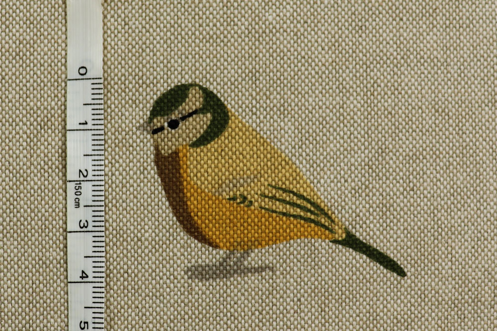Leicht rustikal wirkender, natürlicher Dekostoff in Leinenoptik mit Gartenvögeln Ds2485 Dekostoff Leinenoptik Gartenvoegel Gelegt S4y Tiere Dekostoff Leinen-Look - Gartenvögel