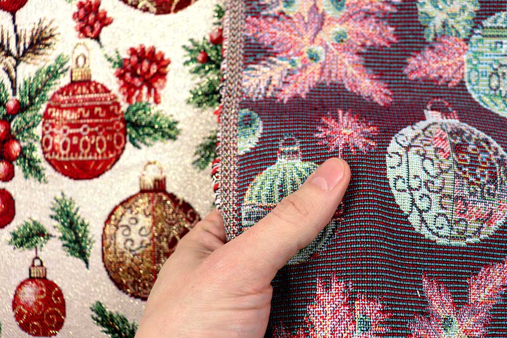 Klassisch & charmant: Dieser Gobelin bringt Weihnachtsglanz und Gemütlichkeit auf den Punkt. Wn5350 Gobelin Christbaum Kugeln S4 Weihnachten Ornamente Gobelin Glitzer - Jingle Bells
