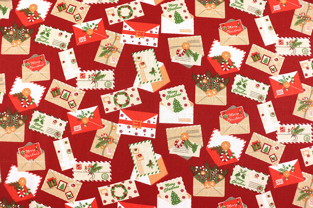 Ho ho ho - schicken Sie Grüße zum Nordpol und erfreuen Sie sich an diesem festlich-bunten Baumwollstoff! Wn5367 Weihnachtsstoff Briefe S4 Weihnachten Weihnachtsstoff Baumwolle - Briefe