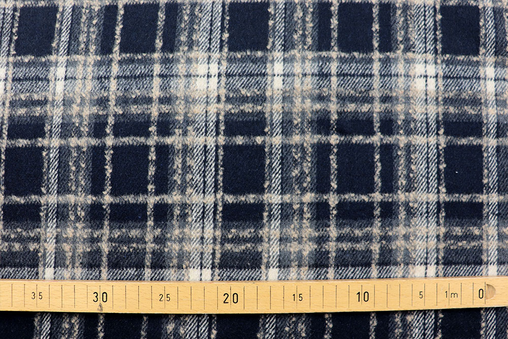 Zeitloser Mantelstoff mit kariertem Muster - ideal für wärmende Bekleidungszwecke und mehr! Bk7380 Mantelstoff Karo S4 Karo / Schottenkaro Mantelstoff - Hunter - Nachtblau