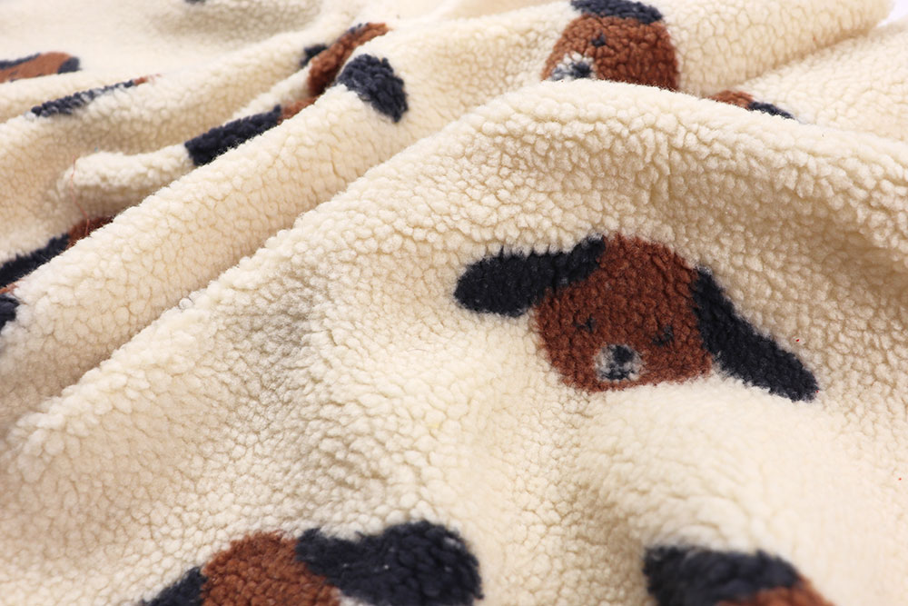 Super kuscheliger Sherpa in Creme mit niedlichem Hunde-Motiv Bk7734 Sherpa Fleece Hunde S4 Sherpa Fleece Sherpa Fleece - Hündchen