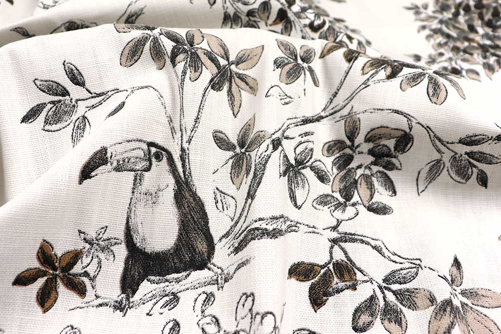 Hochwertiger Panama mit stilvollem Tropenvogel-Motiv - eine Expedition in neue Gefilde! Co7015 Baumwoll Dekostoff Tropische Voegel S4 Baumwolle Tiere Baumwoll-Dekostoff - Tropic Birds