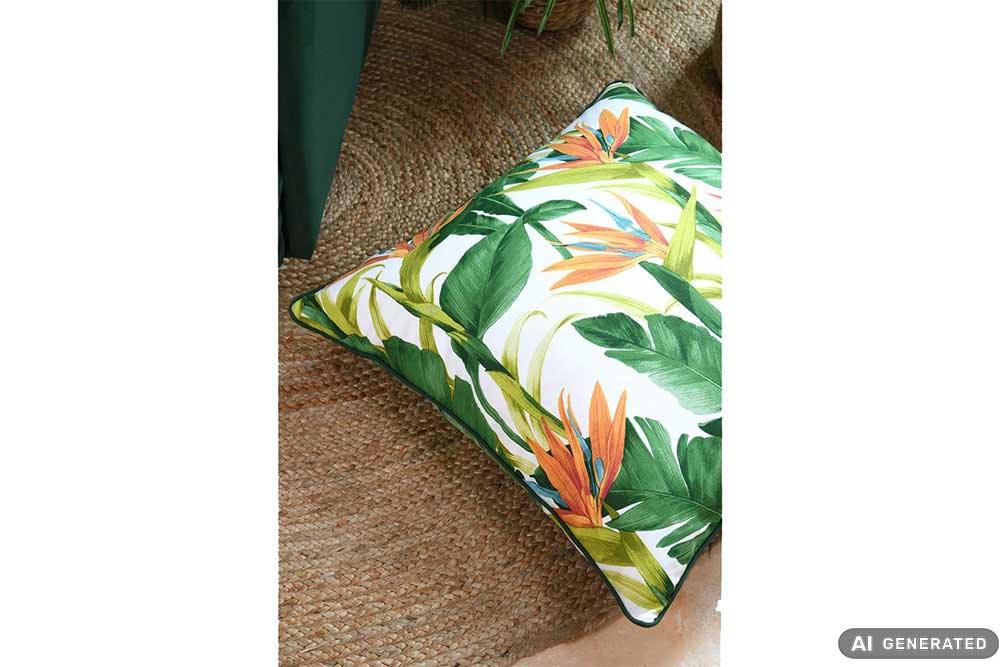 Farbenfrohe Strelizien, satte Palmblätter, praktische Überbreite - Premium-Ware aus reiner Baumwolle! Dekostoff Tropisch Dschungel(1) Gemusterte Stoffe Baumwoll-Dekostoff - Tropic Jungle - 280 cm