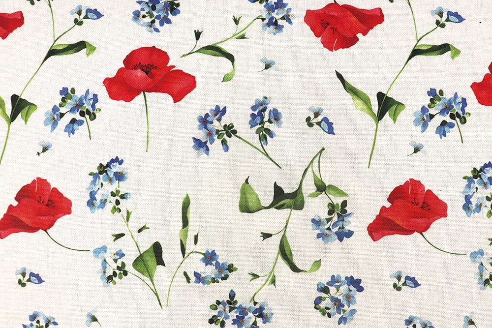 Wie auf der Frühlingswiese - ein überbreiter Dekostoff, der zu 92 % aus recycelten Fasern besteht und mit einem floralen Muster überzeugt! Ds3324 Dekostoff Recycling Vergissmeinnicht S4 L Übergardinen Recycling-Dekostoff - Vergissmeinnicht - 280 cm