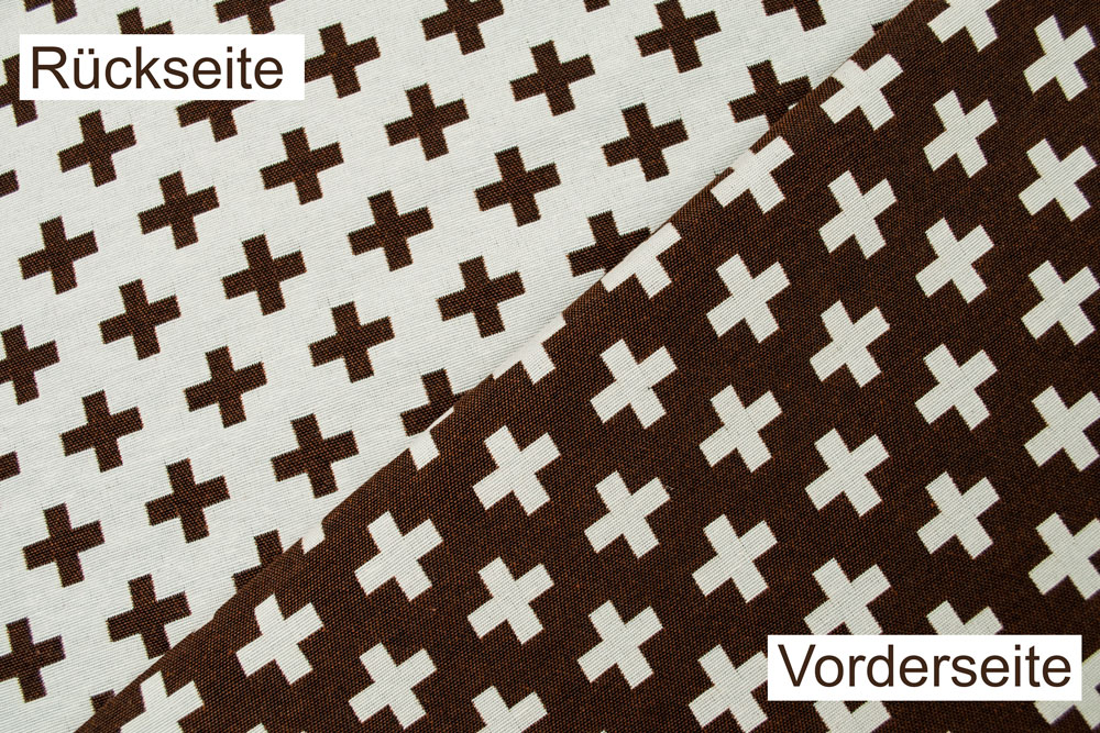Schön gemusterter Dekostoff für interessante Deko Ds5729 Jacquard Kreuze Braun4 Dekostoffe sonstige Dekostoff Jacquard - zweiseitig - Kreuze - Braun/Creme