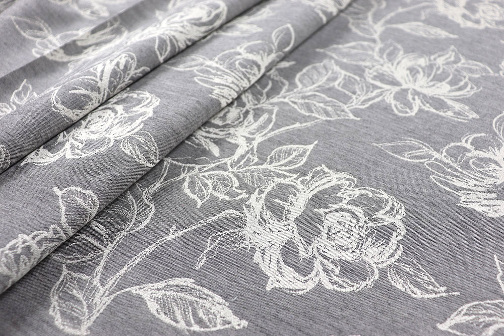 Hochwertiger Wende-Jacquard mit romantischem Rosen-Motiv - jetzt zuschlagen! Ds5803 Dekostoff Jacquard Rosen Grau Jacquard Jacquard Rosen - Silber/Creme