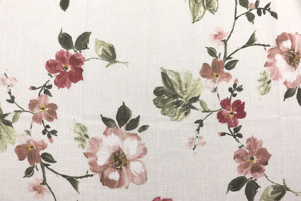 In Deutschland produzierter Stoff mit üppigem Rosenmotiv im Stil von Gardinenleinen Ds6187 Gardinenstoff Rosen S4 Übergardinen Gardinenstoff - Marias Rosen