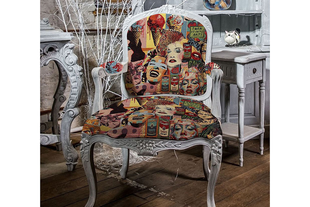Ein wilder, opulenter Design-Mix aus Pop-Art, Nostalgie und Stars von damals! Ds6243 Gobelin Kuenstler S4 Gobelin sonstige Gobelin-Stoff - Ikonen