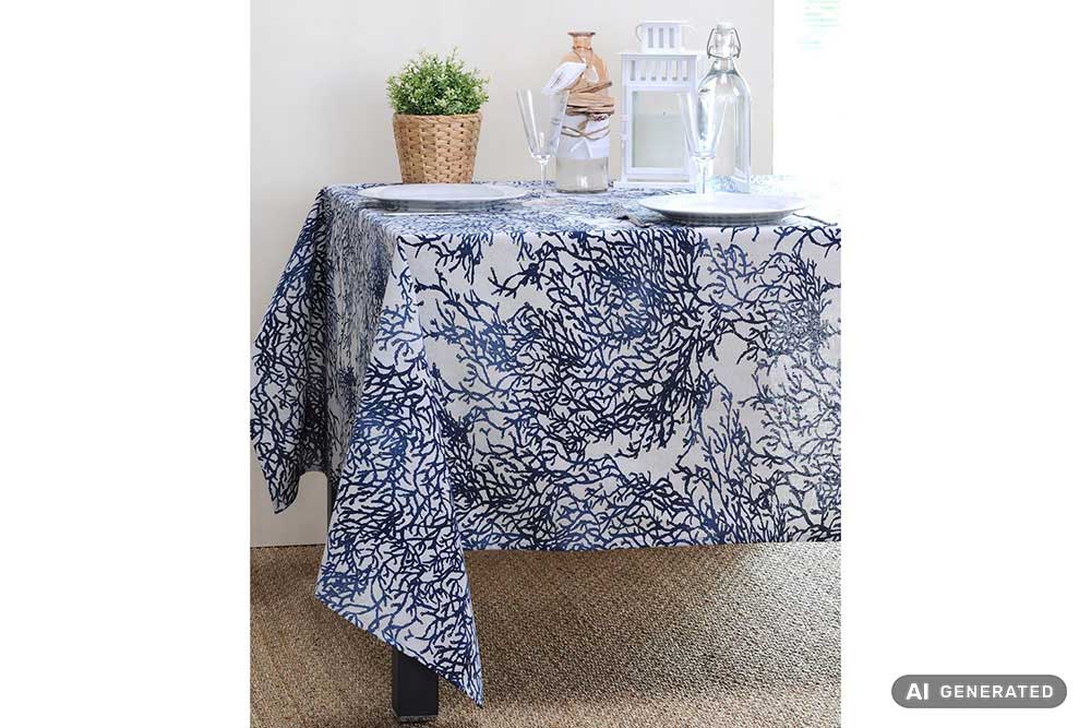 Robust, langlebig und stimmungsvoll - dieser Dekostoff ist ein maritimes Must-have! Ds6263 Dekostoff Korallenriff Nachtblau   (1) Dekostoffe Pflanzen Dekostoff Premium - Korallenriff - Nachtblau