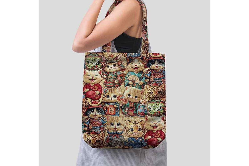 Miau Miau Ni hao! Bunter Gobelin für witzige Kreationen im Asia-Style Ds6362 Gobelin Asia Katzen 1 Dekostoffe NEU  Gobelin - Asia Cats