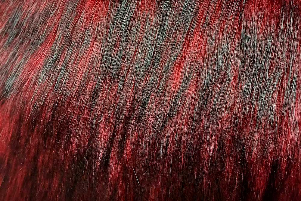 Feines Langfell-Imitat für die kalte Jahreszeit Fp1044250 Fell Rot Pelzimitat Taiga-Wolf - Pelz-Imitat - Rot/Schwarz