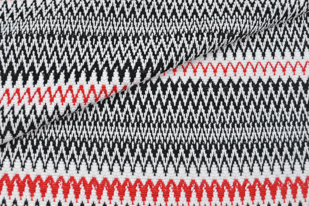 Toller Stoff in super Qualität mit hübschem Muster in  ethnischen Stil und zum TOP-Preis! Sp141017 Bekleidungsstoff Zickzack S4y Frank Walder Strick-Jacquard - Ethno-Style - Rot
