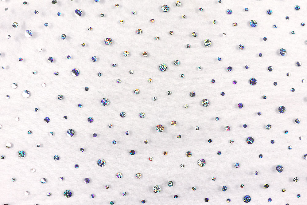 Feinster Organza mit Glitzer-Pailletten, toll für effektvolle Deko, Kleidung, Kostüme usw. Sp168045 Organza Pailletten Weiss 2 Mai Organza Hologramm - Pailletten - Weiß