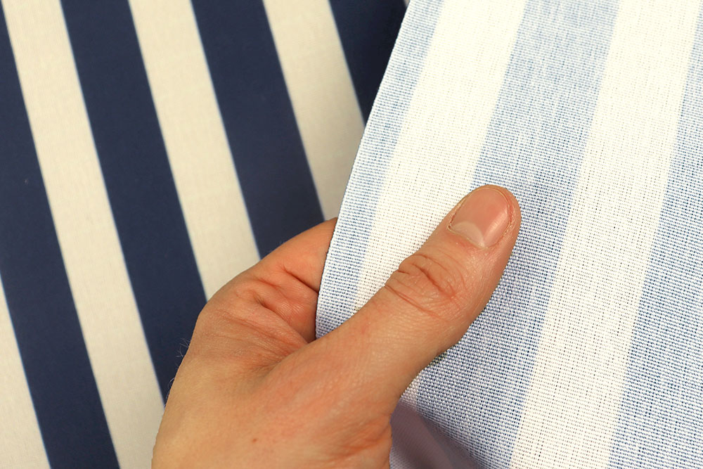 Moin Moin! Wasserabweisender Outdoorstoff für Strandkörbe, Bezüge und mehr Sp171031 Outdoorstoff Streifen Creme Blau S4 Streifen Strandkorb-Stoff - Streifen