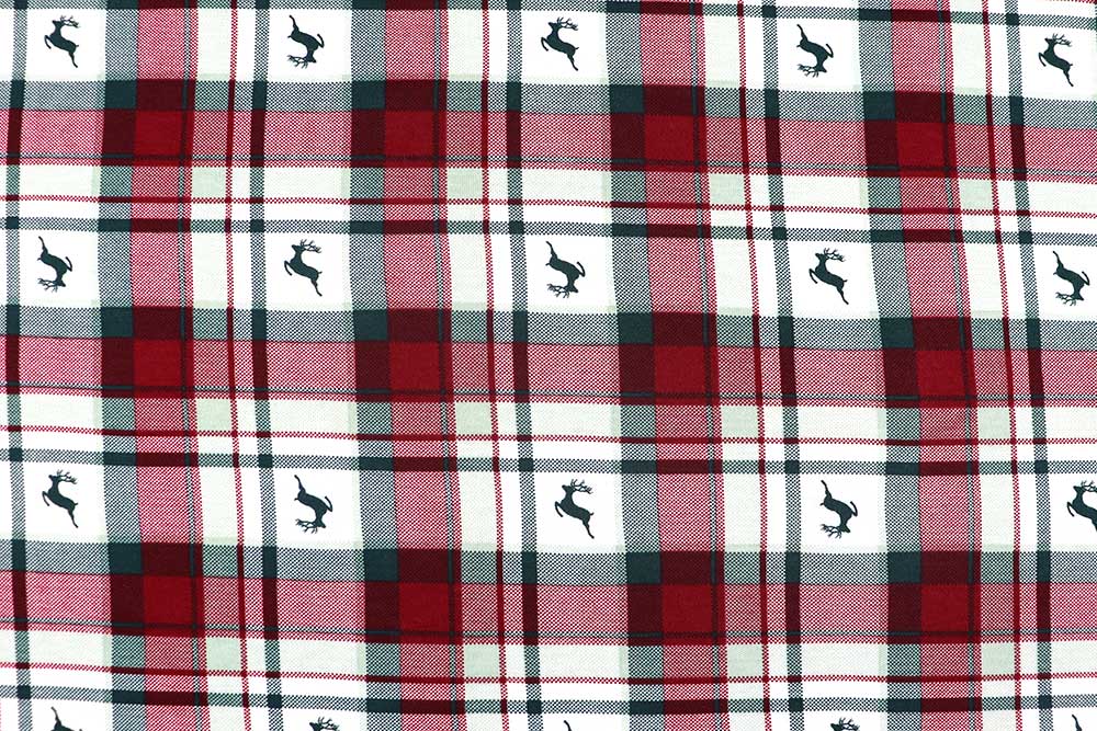 Qualitativ hochwertiger Baumwolljersey für Trachten, Shirts, Röcke und Landhaus-Kreationen Sp174055 Jersey Hirsch Karo 1 Karo / Schottenkaro Jersey - Hirsch-Karo