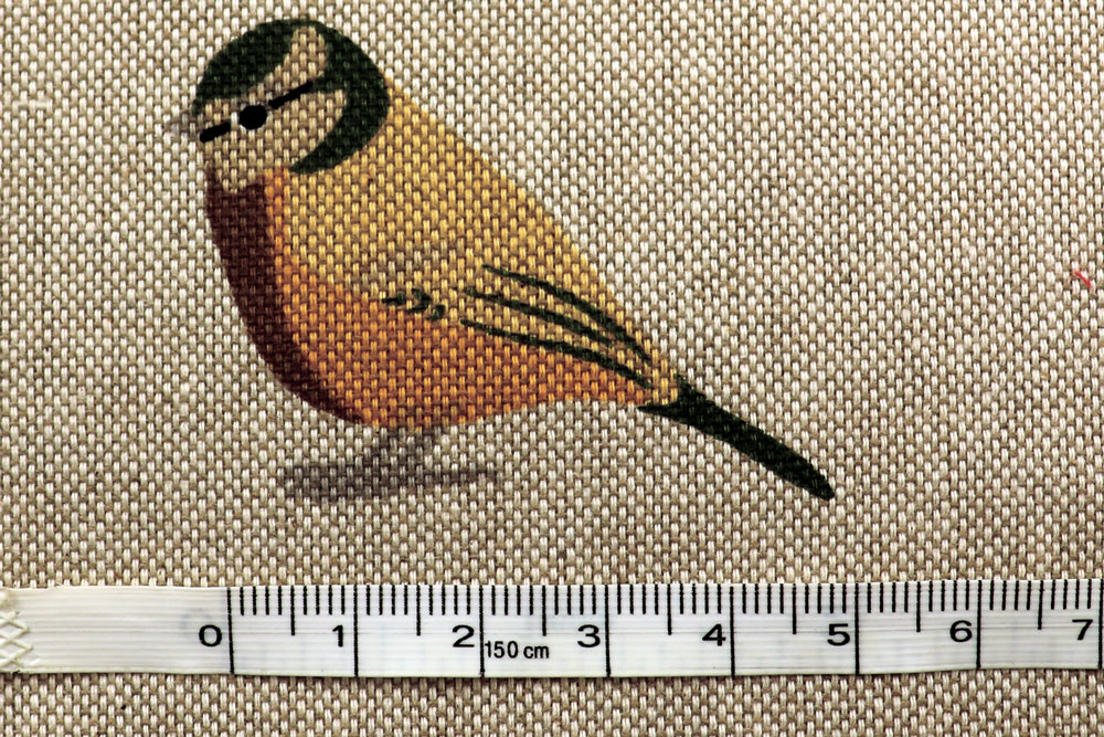 Leicht rustikal wirkender, natürlicher Dekostoff in Leinenoptik mit Gartenvögeln Ds2485 Dekostoff Leinenoptik Gartenvoegel Gelegt S4y Tiere Dekostoff Leinen-Look - Gartenvögel