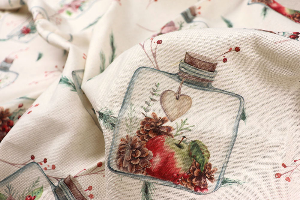 Winterlicher Dekostoff aus Recyclingfasern, der Ihren Kreationen einen charmanten Charakter verleihen wird! Wn5340 Weihnachtsstoff Glaeser S4  L Weihnachten Sonstige Recycling-Dekostoff - Winter im Glas